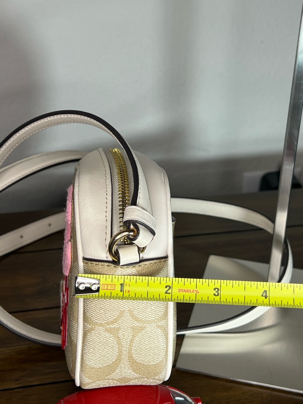 Coach Mini Jamie Camera Bag In Signature Canvas/White accents and patches - Picture 8 of 12